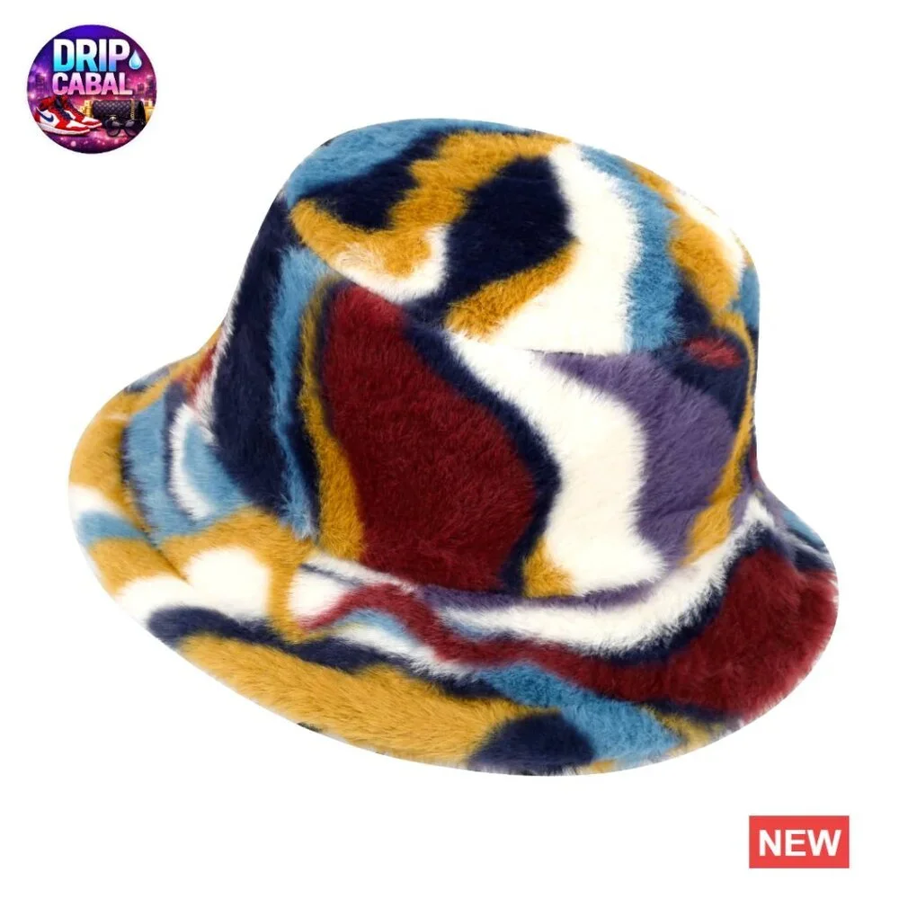 Faux Fur Bucket Hat, Fluffy Winter Hat with Adjustable Drawstring - Picture 1 of 7